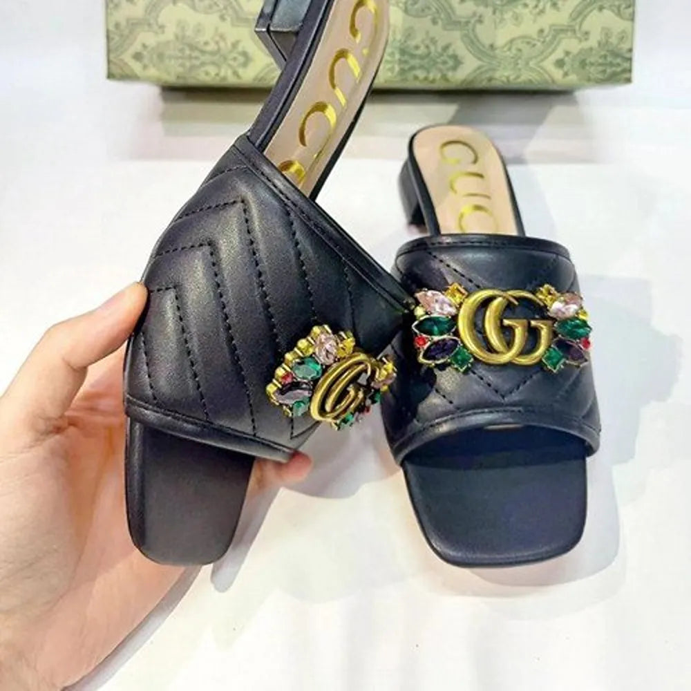 Luxurious Gucci Black Canary Slippers For Women (SFS1895)