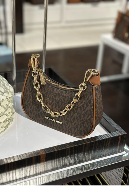 Michael Kors Jet Set Brown Charm Pochette With Box