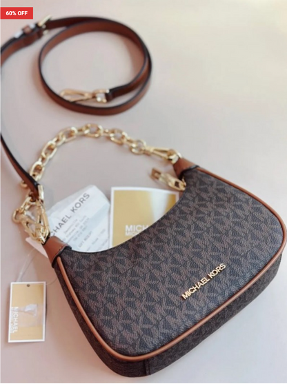 Michael Kors Jet Set Brown Charm Pochette With Box
