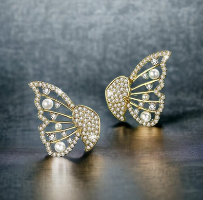 AVR JEWELS Korean Pearl and Cubic Zirconia Stud Earrings For Women and Girls
