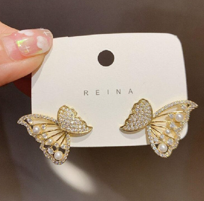 AVR JEWELS Korean Pearl and Cubic Zirconia Stud Earrings For Women and Girls