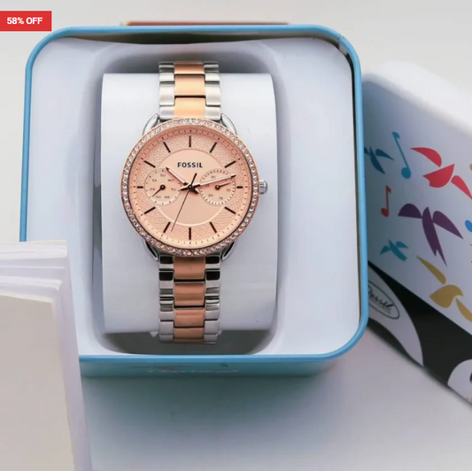 Fossil Tailors For Her First Copy Watch – Rose Gold Stainless Steel Bracelet