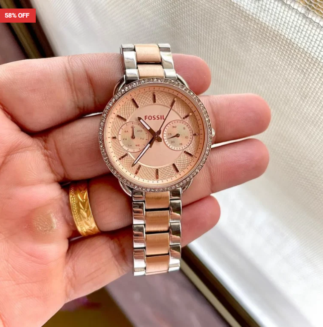 Fossil Tailors For Her First Copy Watch – Rose Gold Stainless Steel Bracelet