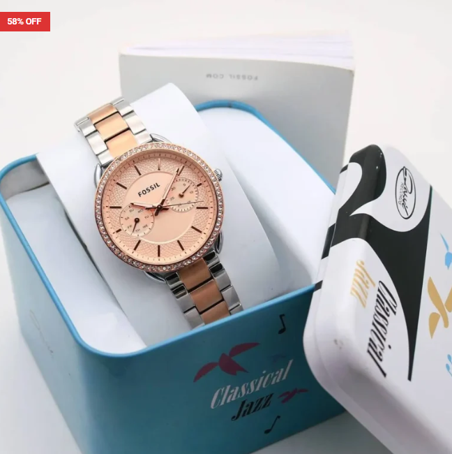 Fossil Tailors For Her First Copy Watch – Rose Gold Stainless Steel Bracelet
