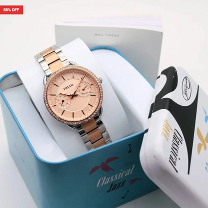 Fossil Tailors For Her First Copy Watch – Rose Gold Stainless Steel Bracelet