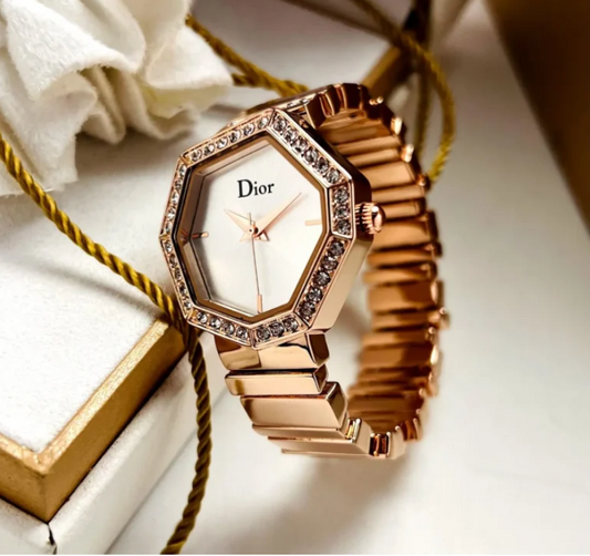 GEM DIOR Rosegold & White First Copy Watch – 27mm Stainless Steel Case