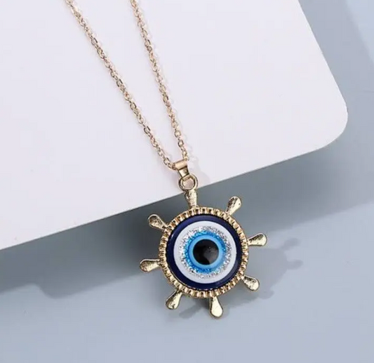 Western Golden Evil Eye Chain Necklace For Women & Girls