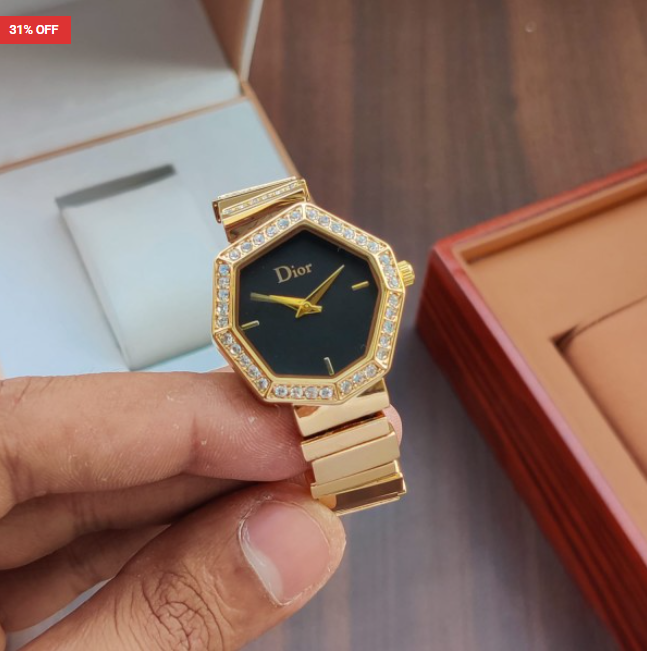 DIOR First Copy Watch – Gold & Black for Women