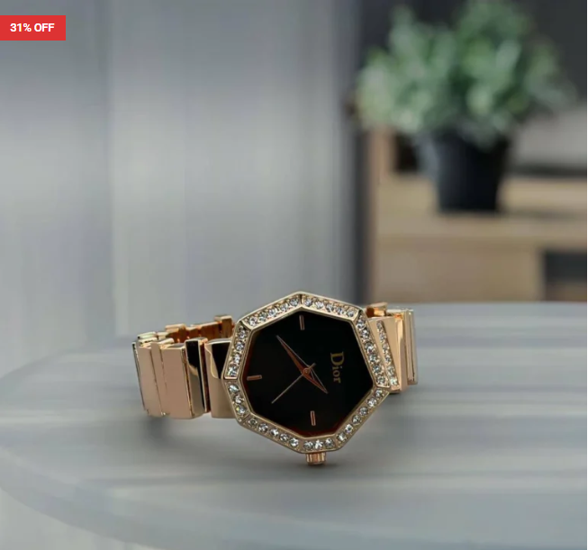 DIOR First Copy Watch – Gold & Black for Women