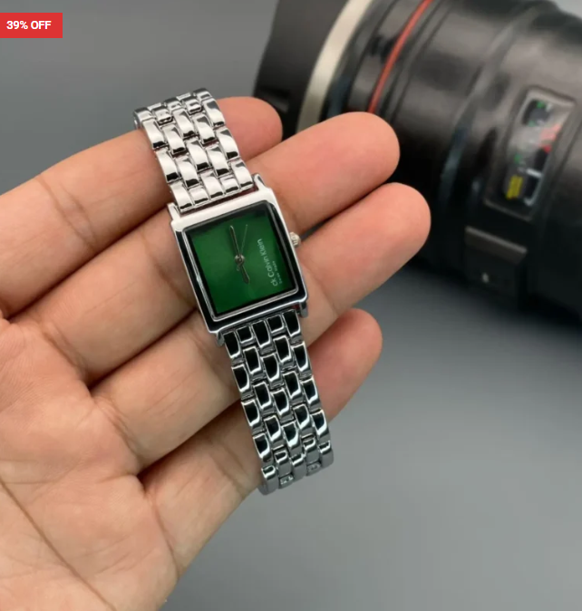 Calvin Klein Girls First Copy Watch – Green Dial with Silver Bracelet