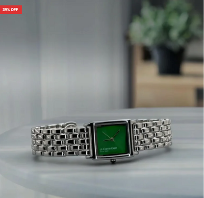 Calvin Klein Girls First Copy Watch – Green Dial with Silver Bracelet