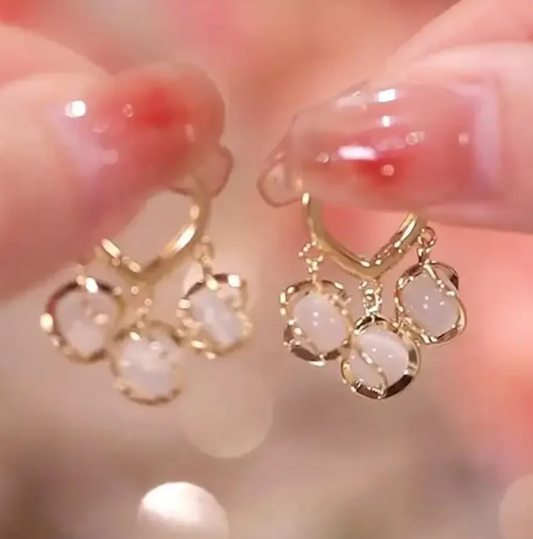 Korean Style Gold Plated Eyebell Cat Eye Earrings